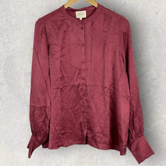Sezane 100% Silk Lea Shirt Blush Pink Size 40 French US 8 Blouse Button Down Top - Picture 14 of 16